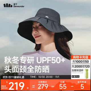 Beneunder sun hat, winter sun protection hat, women's large brim fisherman's hat, men's mountaineering hat, sun hat, wind and sun protection, gray