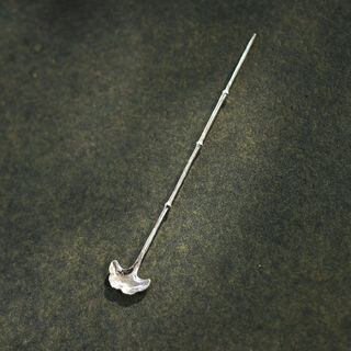 Zailou chinese handmade silver ginkgo leaf-shaped tea spoon bamboo tea needle integrated tea dial tea spoon tea ceremony accessories ginkgo leaf tea spoon tea needle