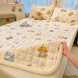 Fantasy milk velvet bed cover single piece 2025 new winter thickened coral baby velvet tatami plus velvet sheet three-piece set for one person cute pet party thickened velvet quickly heats up bed sheet style bed cover three-piece set 150x200cm + pillowcase pair