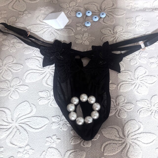 He jiagong sexy men's beaded ring thong single adjustable waist massage t-pants beaded underpants abstinence style black one size fits all 80-150jin jin is equal to 0.5 kg