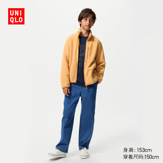 优衣库童装男童女童弹力松紧牛仔长裤水洗产品休闲裤25新款480841 65 宝蓝色 160