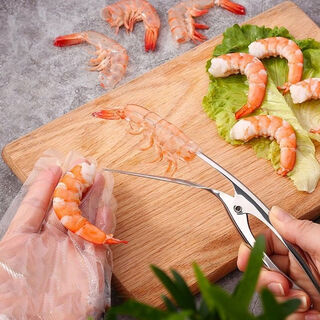 Xiongwochi stainless steel shrimp peeler shrimp shelling tool shrimp eating tool shrimp peeling kitchen artifact household gadget new stainless steel shrimp peeling artifact/durable
