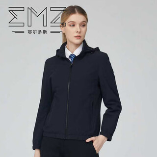 Emz ordos casual jacket top warm simple versatile fashion women's jacket navy l