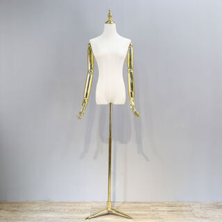Yusenyi female model props women's clothing store golden arm window display stand wedding photo shoot half-length clothing model golden head gold hand gold triangle