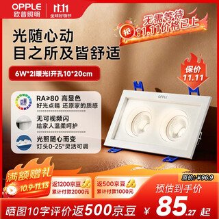 Opple led spotlight grid embedded grille spotlight double-head spotlight lingzhong iii tablet-double head-6w warm light 3000k-24