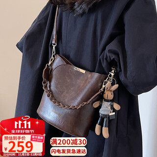 Yuyula cowhide bag women's bag crossbody bucket bag commuting light luxury shoulder bag birthday gift high-end for girlfriend and wife