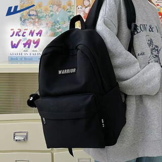 Pull back schoolbag junior high school student female backpack large capacity college student campus simple and versatile wear-resistant and water-repellent backpack black long-legged elf pendant