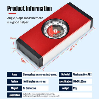 Yaotian high-precision level aluminum alloy mini angle inclinometer bricklayer angle meter slope meter slope measuring instrument pointer slope meter