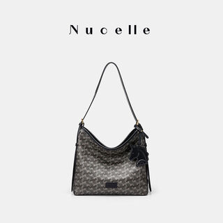 Nu spray hobo bag 2024 new large capacity single shoulder crossbody bucket women's bag commuter armpit bag sea sand black medium version