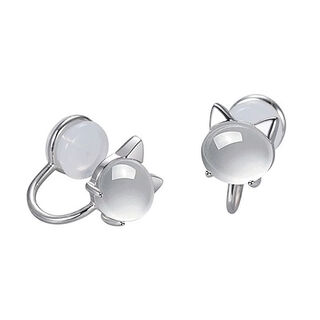 Nsyca old phoenix 999 sterling silver lucky cat no piercing ear clip silicone painless cute kitten glazed ear jewelry cat ear clip platinum pair lao fengxiang same style