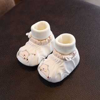 婴儿鞋袜6到12个月男女宝宝软底新生儿鞋子0-3月防掉春秋款步前鞋 卡其熊 12 5mm M码适合6-12个月