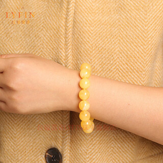 Layun feiyin russian-made beeswax bracelet for men and women with floating white flowers, chicken oil, yellow original stone, and amber beads single-turn bracelet. new wax floating flower beeswax bracelets 10mm (with identification certificate)