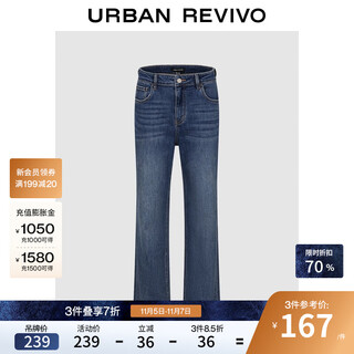 Ur2025 new winter women's casual retro washed whiskered denim trousers uwm850251 blue 27