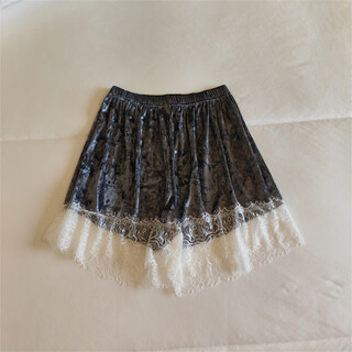 Goldlion金丝绒短裤睡裤女春秋冬季薄绒色拼接蕾丝边裤子女生居家服裤 9026#单短裤灰色 M 建议80-100斤