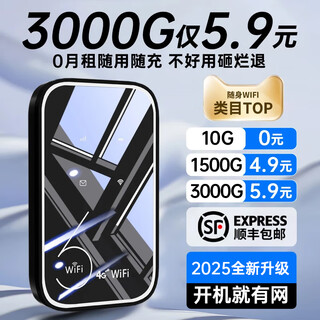 贝彩洁2025新款无线wifi6移动wifi随身5G无线路由器7无限流量上网卡便携三网通wifl车载路由器全国通用 5Ghz极速版-提速6999%【赠送3000G】