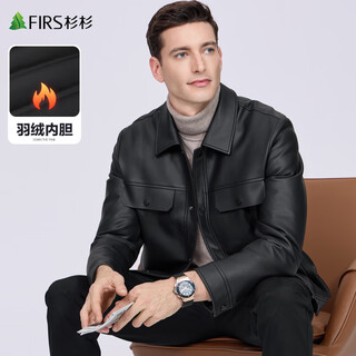 Shanshan (firs) down liner leather jacket men's 2025 winter new business commuting warm casual jacket 366 black 2xl 185/100a