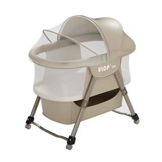 Youlebo crib removable portable cradle bed foldable multifunctional bb bed newborn gift khaki installation-free + universal wheel + mosquito net + can be used as a cradle
