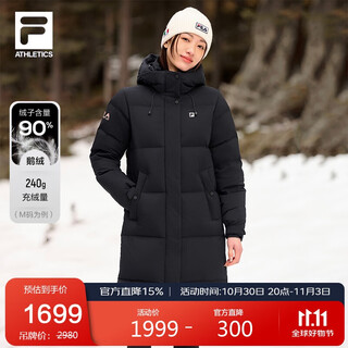 Fila official women's mid-length down jacket 2025 winter 90 goose down high-pile 740+ warm and cold-proof jacket