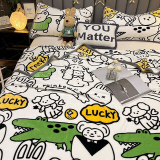 Fantasy winter milk velvet sheet single piece coral flannel thickened double-sided velvet blanket single dormitory bed three-piece set milk velvet blanket-lucky family double-sided warm milk velvet soft and skin-friendly 100x150cm/baby blanket double-sided thickened multi-function blanket