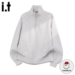 Chocoolate it men's trendy half-zip turtleneck sweatshirt men's autumn loose casual lazy style couple jacket beige gray m recommended 90-105jin jin equals 0.5 kg