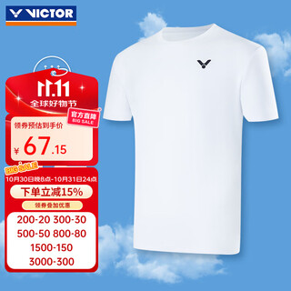 威克多（VICTOR）胜利羽毛球服男女款易干训练比赛针织运动短袖T恤吸汗透气T-30030 【中性款】T-30030-A白色 L
