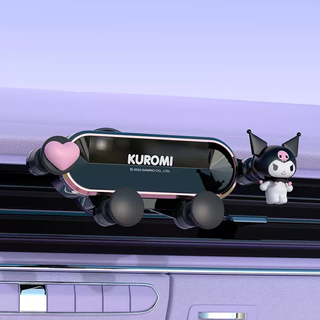 Yusenyi kuromi stand for mobile phone new mobile phone holder support frame car air outlet cute fixed car navigation for girls kuromi black (360 rotation, stable and anti-shake)