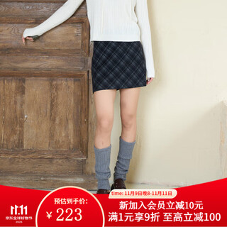 Nishimachi muraya (setirom) retro feeling skirt women's 2025 winter new college style pattern straight skirt xhac10593 plaid l