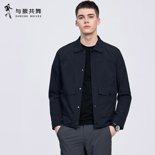 Dances with wolves velvet lapel jacket men's 2025 autumn and winter new commuting anti-wrinkle windproof casual men's jacket 1948 navy blue 101 m (170)