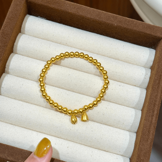 Jun liang ancient method inherited gold and silver bracelet, good fortune bracelet, female pearl lotus lotus pendant bracelet as a gift, two worlds bracelet, about 9g, gold-filled within 1g