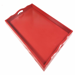 Fantasy wooden tray rectangular water cup tray household tea tray japanese large serving plate beauty red curved handle 70*50*4.5cm