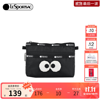 Lesportsac new cute big eyes clutch coin purse commuting bag women's bag gift for girls classic black