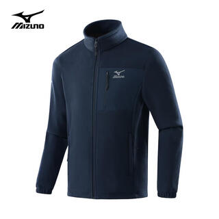 Mizuno (mizuno) outdoor fleece jacket men's jacket top travel warm windproof versatile comfortable jacket navy xl
