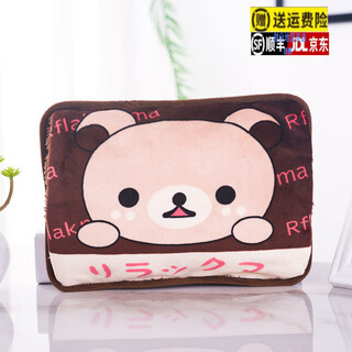 Jczs rechargeable hot water bag imitation rabbit plush electric warmer baby student warmer tummy warmer quilt electric heater explosion-proof hand warmer bag anti-double interference bear brown - water filled