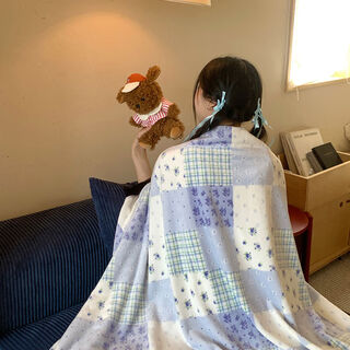 Yusenyi milk coral velvet blanket office shawl nap blanket learning lunch blanket sofa cover blanket all seasons blue wind chime double-sided milk velvet soft and delicate 00x30m multifunctional blanket a-class baby quality