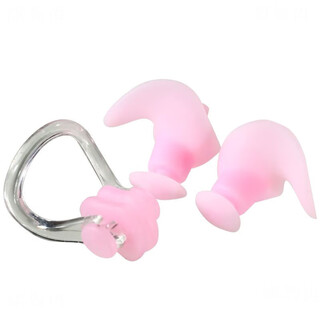 Small ear canal earplugs, adult swimming waterproof, professional anti-choking nose clip, children's bathing ear anti-water intrusion equipment, cochlear earplug powder + nose clip, universal for children over 7 years old