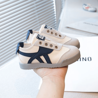 Qianshuosen children's canvas shoes 2025 spring and autumn new casual sneakers for boys and girls, kindergarten indoor shoes, baby forrest gump shoes, new products, seconds hair + essential for school + blue 24, inner length 15.0cm