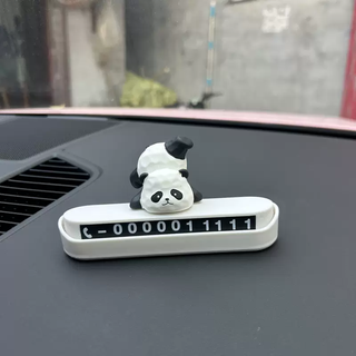 Yusenyi's new wood carving style panda temporary parking number plate car moving phone moving license plate car decoration white plate with white characters + inverted panda