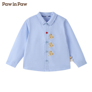 Pawinpaw cartoon bear children's clothing 25th autumn and winter baby boy loose solid color shirt blue 120