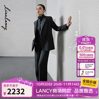 Langzi/lancy song jia's same style 2025 autumn new commuter wool straight suit pants gray pants for women dark gray m