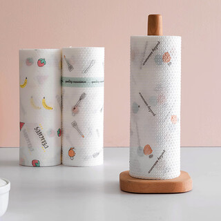 Junbei kitchen disposable rags, lint-free and highly absorbent, kitchen special paper towels, removable wet and dry lazy rags, 70 sheets (20*20cm) printed style