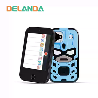 Blue color he baobao children's early education photo learning mobile phone toy touch screen music phone multi-function 2025 blue mechanical armor without card