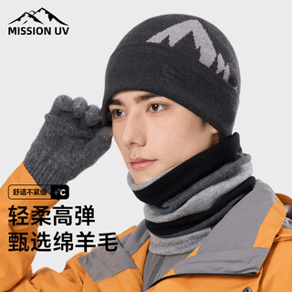 MISSION UV羊毛保暖毛线帽男女同款加厚针织帽冷帽冬帽秋冬户外运动防寒帽子