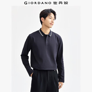 Giordano long-sleeved polo shirt men's autumn and winter pure cotton polo shirt men's contrast lapel polo13015607