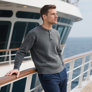 Sllavif sweater men's 2025 autumn and winter new henry collar sweater jacket men's loose, warm and lazy style dark gray m suitable for 110-135jin jin equals 0.5 kg