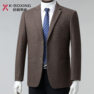 K-boxing men's cashmere suit men's business casual men's middle-aged wool professional suit jacket non-ironing thickened top 621-2 brown s 165/46