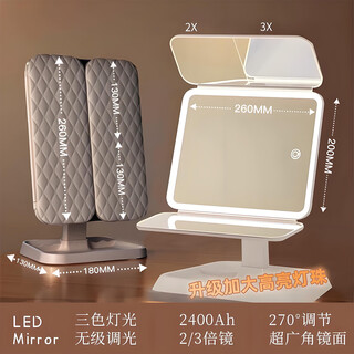 Cefera makeup mirror with light mirror beauty mirror vanity mirror shell mirror desktop mirror princess mirror birthday gift for girlfriend new eye protection light - extra large exquisite milk white 270 super wide angle 1 piece