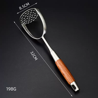 Yusenyi 304 mud auxiliary masher purple thickened commercial mashed potato masher stainless steel spoon baby mashed potato food manual pressing tool 304 stainless steel mud press rosewood handle