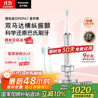 Panasonic electric toothbrush imported dual motors horizontal and vertical sweep vibration suspension charging deep seam adult couple gift box birthday gift for men's girlfriend pdp67 silver state subsidy