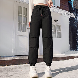 Summty goose down down pants for women's outer wear 2025 new winter cotton pants northeast minus 40 degrees harbin snow cold weather pants black-95 white goose down l 105-115jin jin equals 0.5 kg