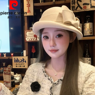 Pierre cardin french imported quality wool hat for women 2025 autumn and winter new style french socialite white beret daughter hepburn milk white adjustable